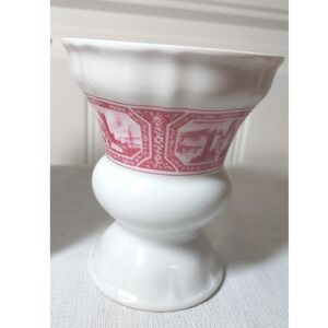 Heinrich Rüdesheim am Rhein Cups Set 2 White Pink German Porcelain‎ 4.5" Vase